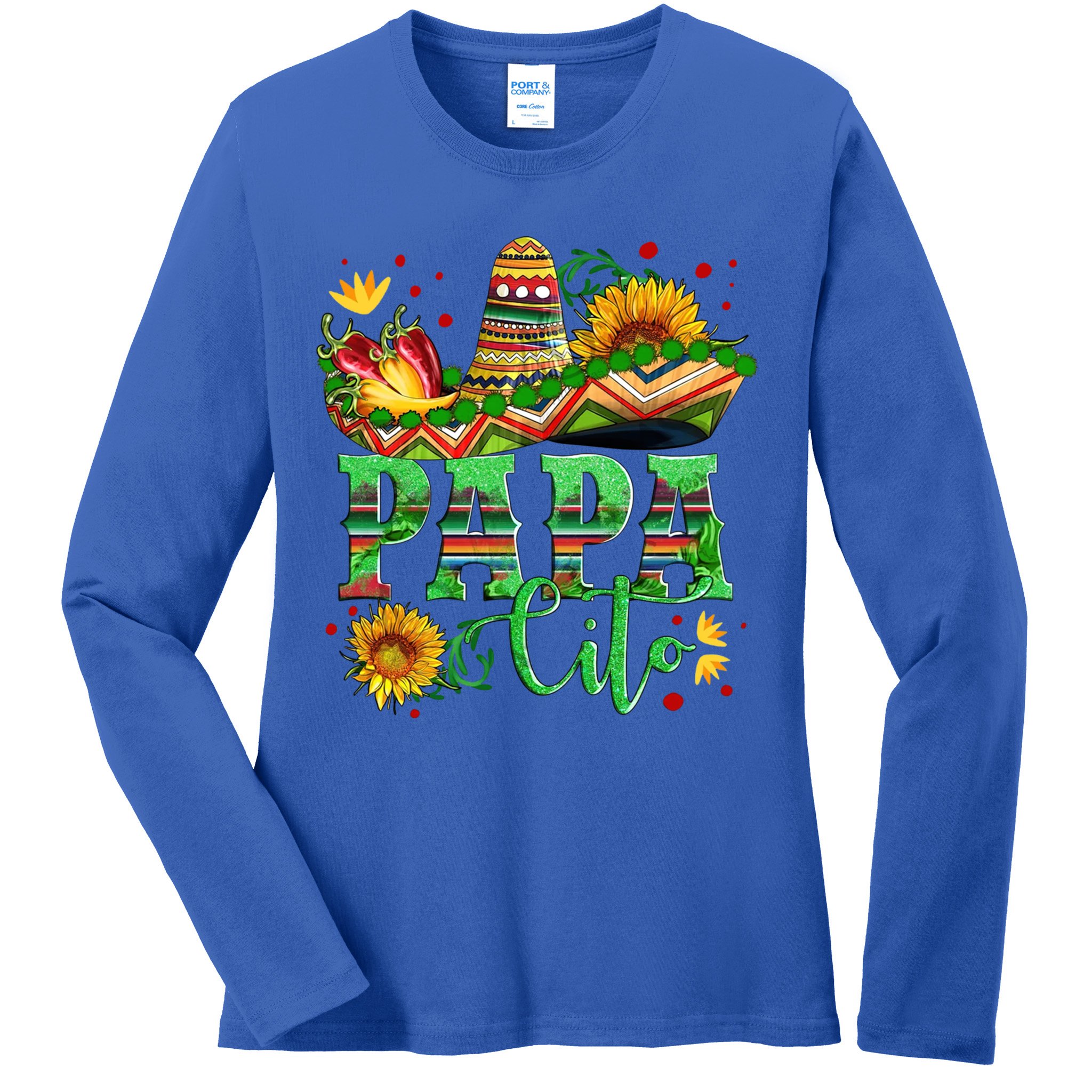 Mexican Papa Cito Flower Sunhat Cute Gift Ladies Long Sleeve Shirt