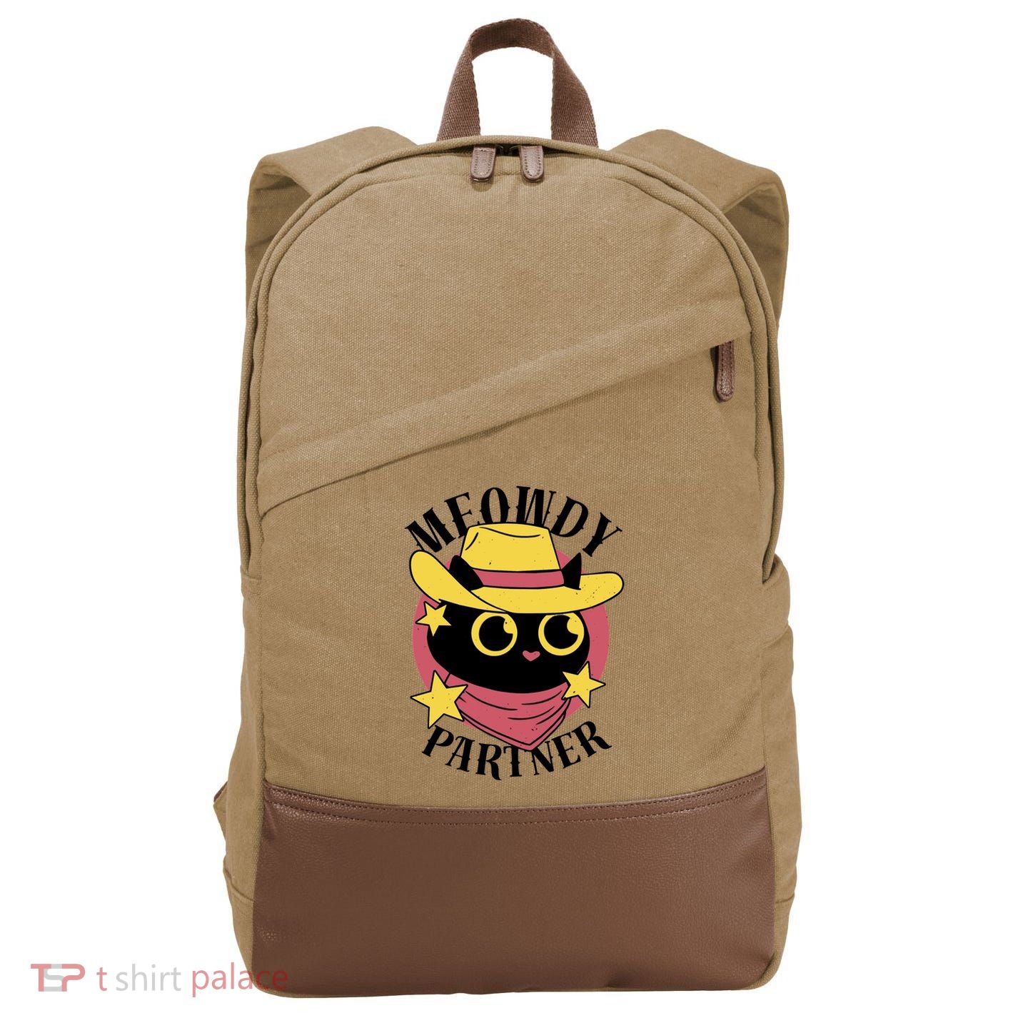 Meowdy Partner Country Cat Cotton Canvas Backpack