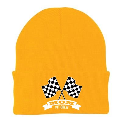 Mom Pit Crew For Race Car Party Gift Dark Great Gift Knit Cap Winter Beanie