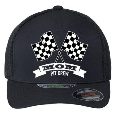 Mom Pit Crew For Race Car Party Gift Dark Great Gift Flexfit Unipanel Trucker Cap