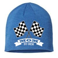 Mom Pit Crew For Race Car Party Gift Dark Great Gift Sustainable Beanie