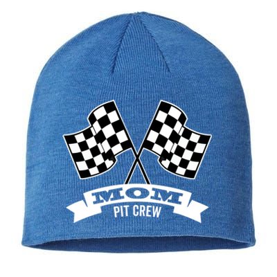 Mom Pit Crew For Race Car Party Gift Dark Great Gift Sustainable Beanie