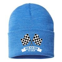 Mom Pit Crew For Race Car Party Gift Dark Great Gift Sustainable Knit Beanie