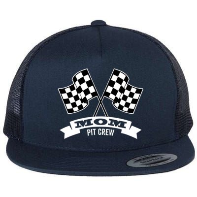 Mom Pit Crew For Race Car Party Gift Dark Great Gift Flat Bill Trucker Hat