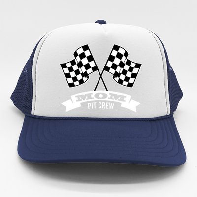 Mom Pit Crew For Race Car Party Gift Dark Great Gift Trucker Hat