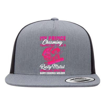 My Prince Charming Is A Welder Funny Welding Wife Flat Bill Trucker Hat