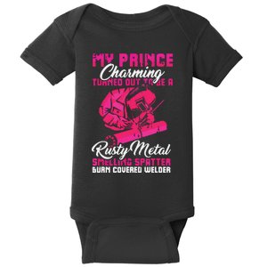 My Prince Charming Is A Welder Funny Welding Wife Baby Bodysuit