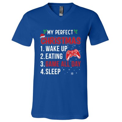 My Perfect Christmas Video Games Gaming Funny Gift Meaningful Gift V-Neck T-Shirt