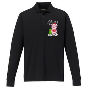 Merry Pigmas Christmas Pig For Swine Lovers Great Gift Performance Long Sleeve Polo