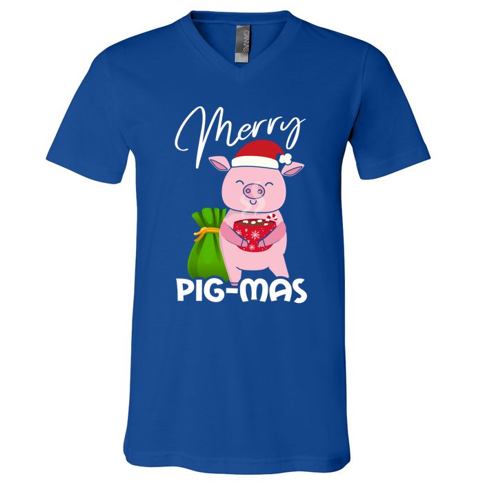 Merry Pigmas Christmas Pig For Swine Lovers Great Gift V-Neck T-Shirt