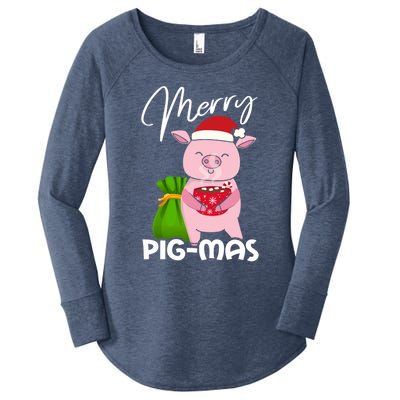 Merry Pigmas Christmas Pig For Swine Lovers Great Gift Women's Perfect Tri Tunic Long Sleeve Shirt