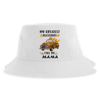 Mom Pumpkin Car My Greatest Blessings Call Me Mama Cute Gift Sustainable Bucket Hat