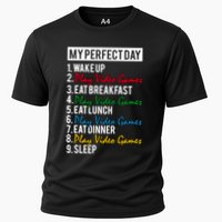 My Perfect Day Play Video Games Gaming Humor Funny Gamer Gift Cooling Performance Crew T-Shirt