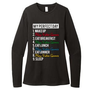 My Perfect Day Play Video Games Gaming Humor Funny Gamer Gift Womens CVC Long Sleeve Shirt