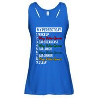 My Perfect Day Play Video Games Gaming Humor Funny Gamer Gift Ladies Essential Flowy Tank