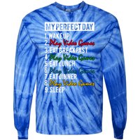 My Perfect Day Play Video Games Gaming Humor Funny Gamer Gift Tie-Dye Long Sleeve Shirt