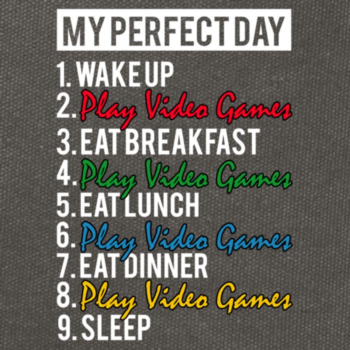 My Perfect Day Play Video Games Gaming Humor Funny Gamer Gift Cotton Canvas Backpack