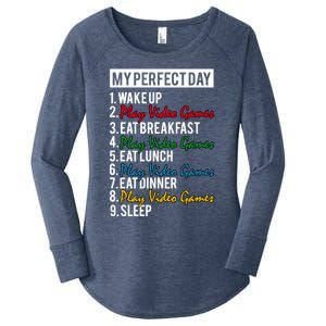 My Perfect Day Play Video Games Gaming Humor Funny Gamer Gift Women's Perfect Tri Tunic Long Sleeve Shirt