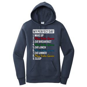 My Perfect Day Play Video Games Gaming Humor Funny Gamer Gift Women's Pullover Hoodie