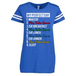 My Perfect Day Play Video Games Gaming Humor Funny Gamer Gift Enza Ladies Jersey Football T-Shirt