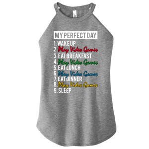 My Perfect Day Play Video Games Gaming Humor Funny Gamer Gift Women's Perfect Tri Rocker Tank