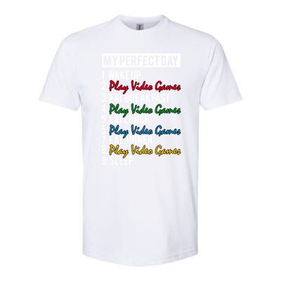 My Perfect Day Play Video Games Gaming Humor Funny Gamer Gift Softstyle CVC T-Shirt