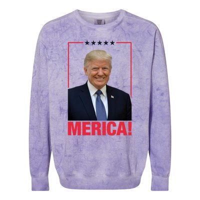 Merica! President Donald Trump Presidential Portrait Meme Gift Colorblast Crewneck Sweatshirt