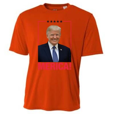 Merica! President Donald Trump Presidential Portrait Meme Gift Cooling Performance Crew T-Shirt