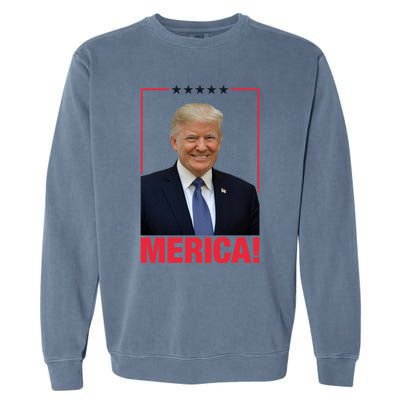 Merica! President Donald Trump Presidential Portrait Meme Gift Garment-Dyed Sweatshirt