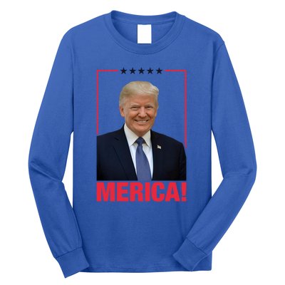 Merica! President Donald Trump Presidential Portrait Meme Gift Long Sleeve Shirt