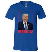 Merica! President Donald Trump Presidential Portrait Meme Gift V-Neck T-Shirt