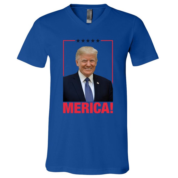 Merica! President Donald Trump Presidential Portrait Meme Gift V-Neck T-Shirt