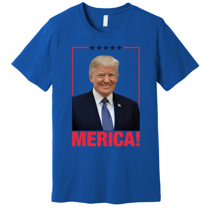 Merica! President Donald Trump Presidential Portrait Meme Gift Premium T-Shirt