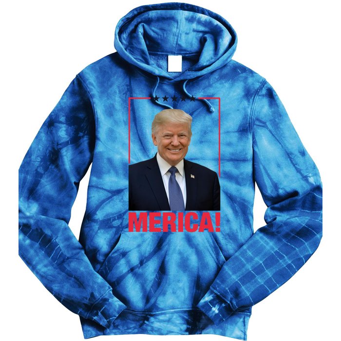 Merica! President Donald Trump Presidential Portrait Meme Gift Tie Dye Hoodie