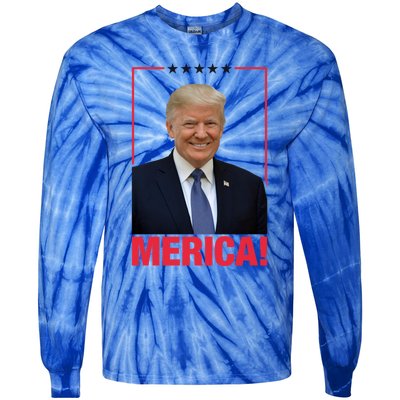 Merica! President Donald Trump Presidential Portrait Meme Gift Tie-Dye Long Sleeve Shirt