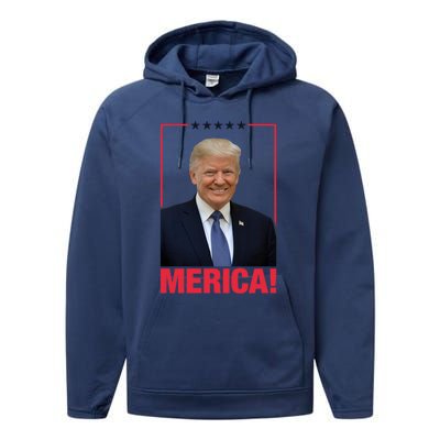 Merica! President Donald Trump Presidential Portrait Meme Gift Performance Fleece Hoodie