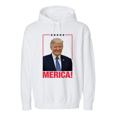 Merica! President Donald Trump Presidential Portrait Meme Gift Garment-Dyed Fleece Hoodie