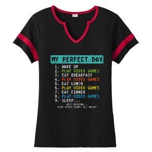 My Perfect Day Play Video Games Ladies Halftime Notch Neck Tee