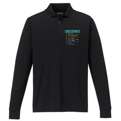 My Perfect Day Play Video Games Performance Long Sleeve Polo