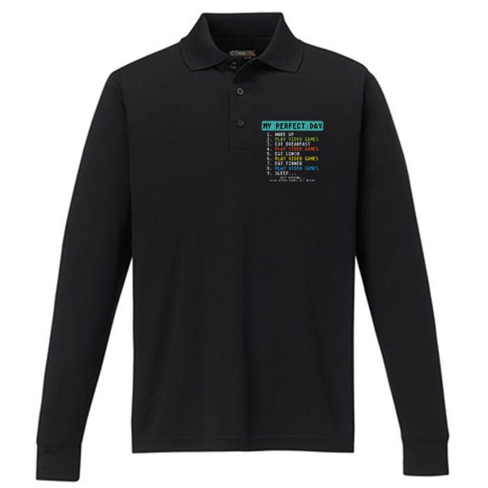 My Perfect Day Play Video Games Performance Long Sleeve Polo