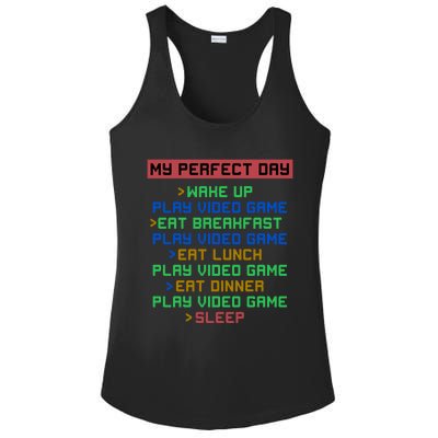 My Perfect Day List Play Retro Video Game Design Gift Ladies PosiCharge Competitor Racerback Tank