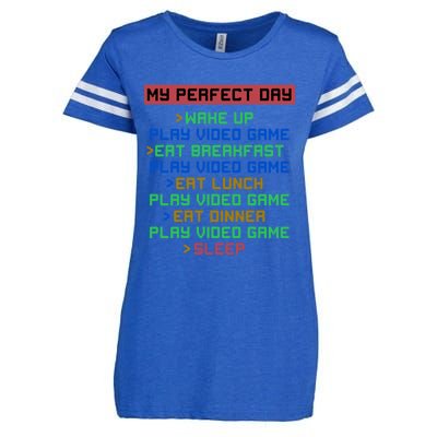 My Perfect Day List Play Retro Video Game Design Gift Enza Ladies Jersey Football T-Shirt