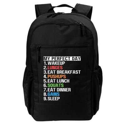 My Perfect Day Lunges Pushups Squats Workout Gains Mom Dad Gift Backpack