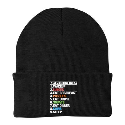 My Perfect Day Lunges Pushups Squats Workout Gains Mom Dad Gift Beanie