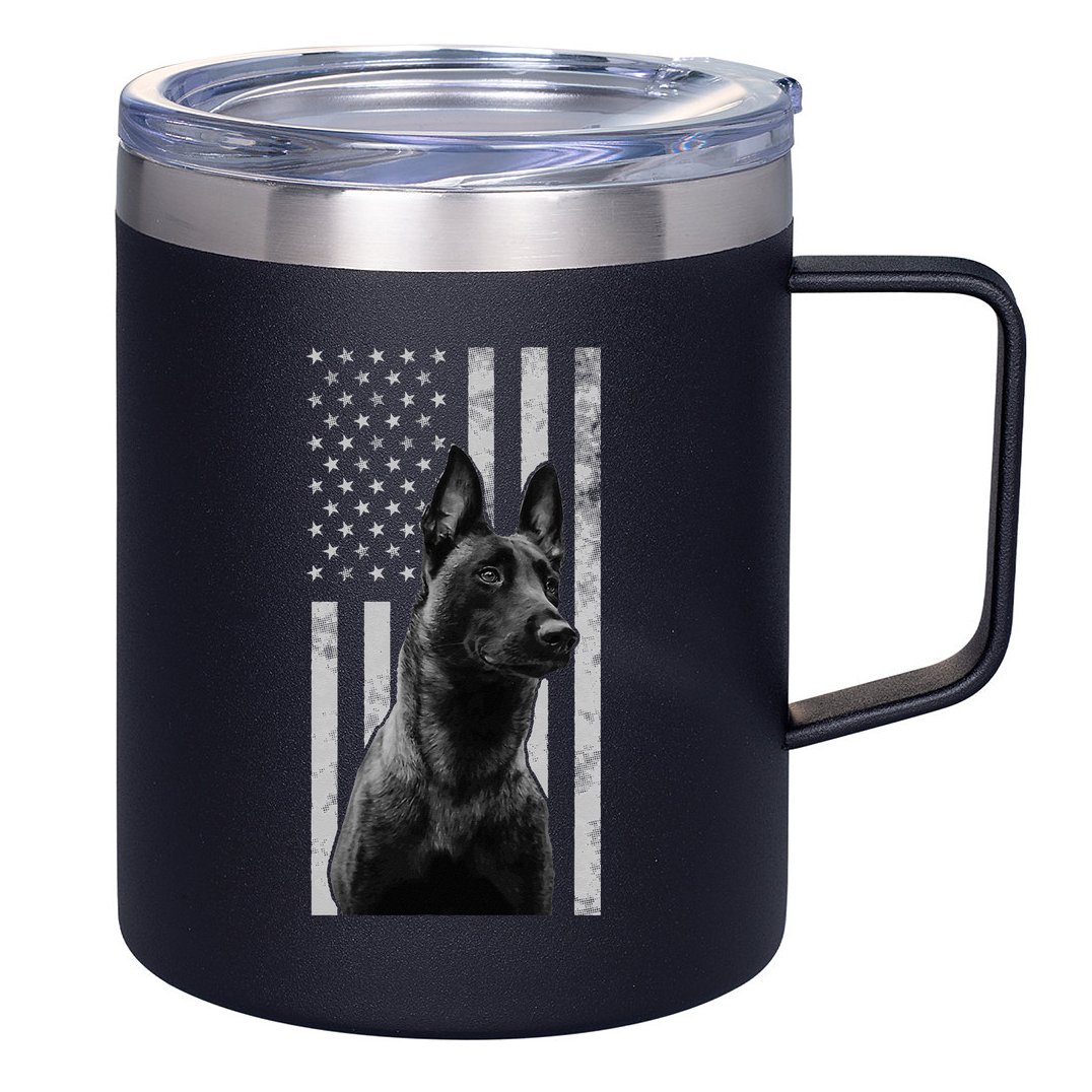 Malinois Police Dog Proud Owner USA K9 Police Canine Handler 12oz Stainless Steel Coffee Mug
