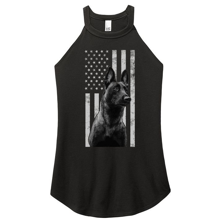 Malinois Police Dog Proud Owner USA K9 Police Canine Handler Women's Perfect Tri Rocker Tank