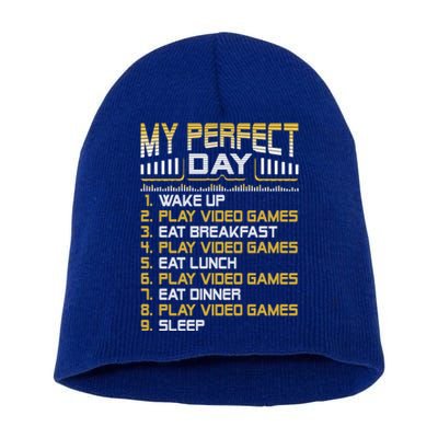 My Perfect Day Video Games Funny Gift Funny Cool Gamer Tee Gift Short Acrylic Beanie