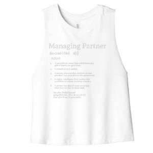 Managing Partner Definition Employee Appreciation Accountant Women's Racerback Cropped Tank