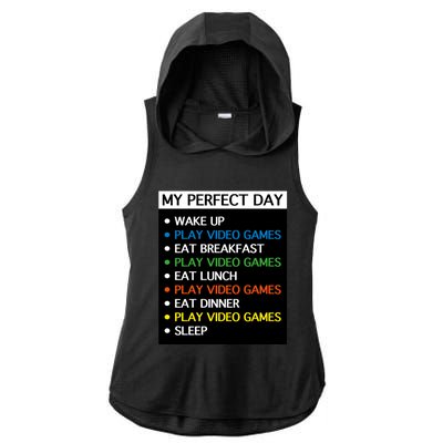 My Perfect Day Video Games Gift Gamer Cute Gift Meaningful Gift Ladies PosiCharge Tri-Blend Wicking Draft Hoodie Tank