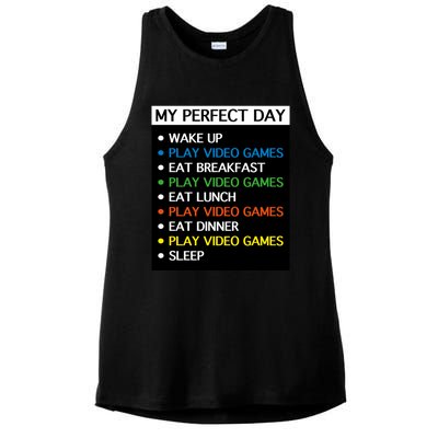 My Perfect Day Video Games Gift Gamer Cute Gift Meaningful Gift Ladies PosiCharge Tri-Blend Wicking Tank